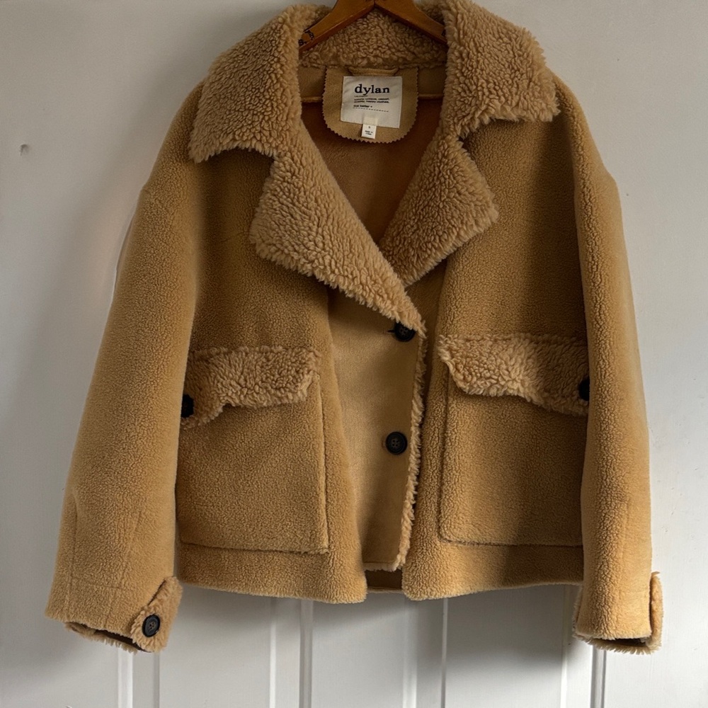 dylan Camel Sherpa Button Jacket